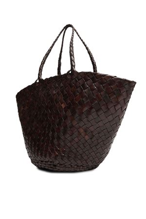 Dark Brown leather Egola shopping bag DRAGON DIFFUSION | 8026DGS5MATDKBROWN